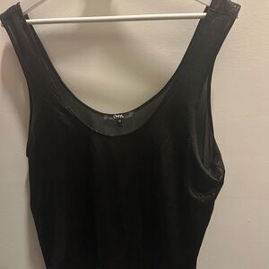 Metallic Chic Black Sheer Tank Top